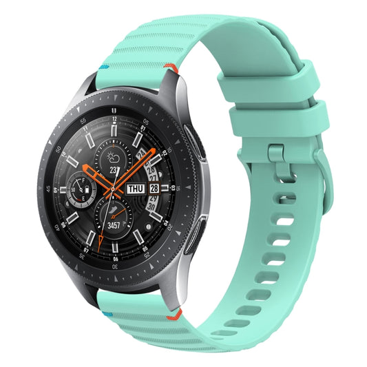 For Samsung Galaxy Watch 46mm Wavy Dotted Stitched 22mm Silicone Watch Band(Teal Green) by bashfashion