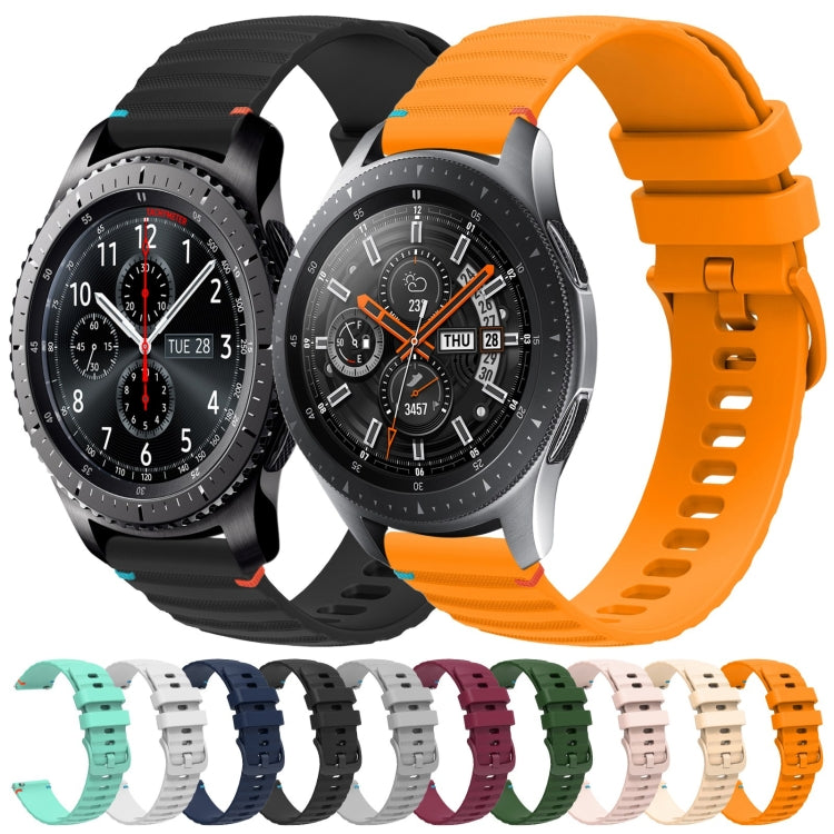 For Samsung Galaxy Watch 3 45mm Wavy Dotted Stitched 22mm Silicone Watch Band(White) by bashfashion