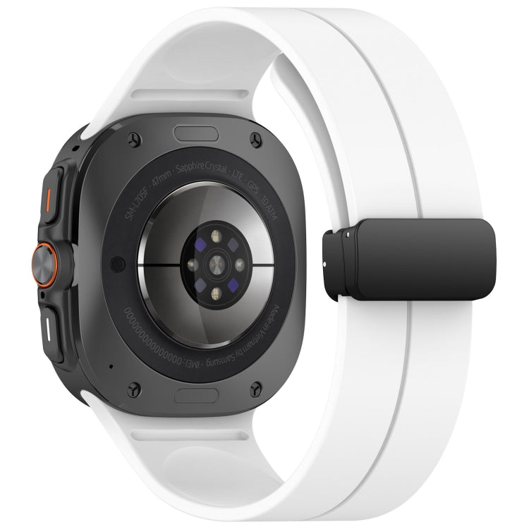 For Samsung Galaxy Watch Ultra 47mm Groove Style Folding Magnetic Buckle Silicone Watch Band(White) by bashfashion