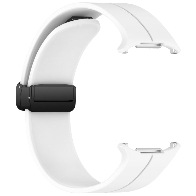 For Samsung Galaxy Watch Ultra 47mm Groove Style Folding Magnetic Buckle Silicone Watch Band(White) by bashfashion