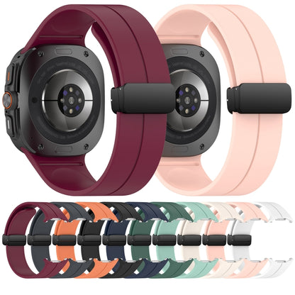 For Samsung Galaxy Watch Ultra 47mm Groove Style Folding Magnetic Buckle Silicone Watch Band(White) by bashfashion