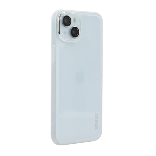 For iPhone 15 Plus ENKAY Hat-Prince Translucent Matte TPU Phone Case with Lens Film(White) by ENKAY