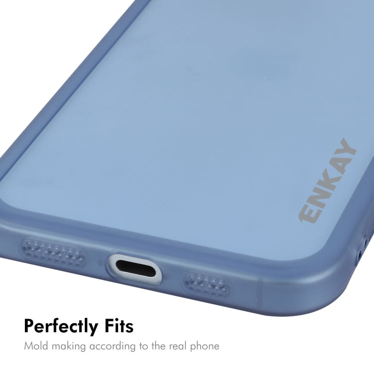 For iPhone 15 ENKAY Hat-Prince Translucent Matte TPU Phone Case with Lens Film(White) by ENKAY