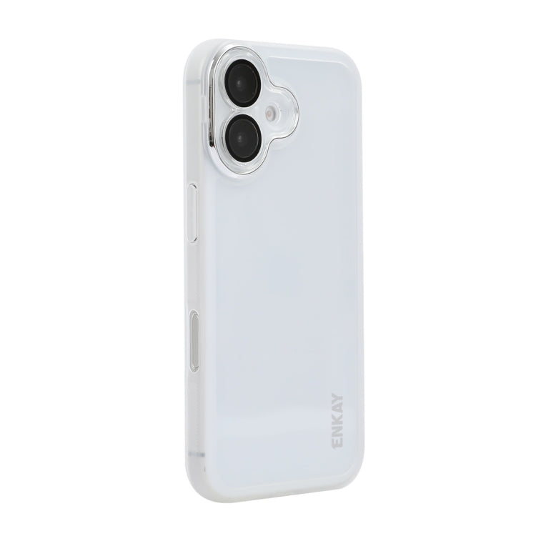 For iPhone 16 Plus ENKAY Hat-Prince Translucent Matte TPU Phone Case with Lens Film(White) by ENKAY