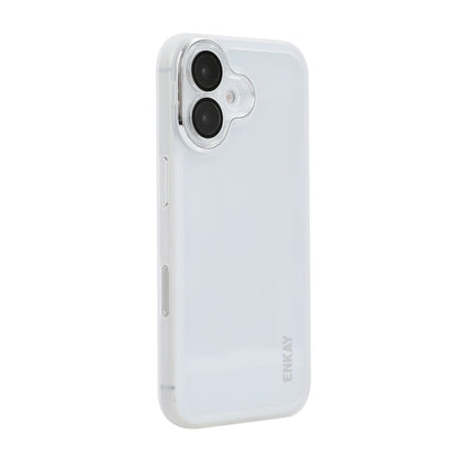 For iPhone 16 Plus ENKAY Hat-Prince Translucent Matte TPU Phone Case with Lens Film(White) by ENKAY