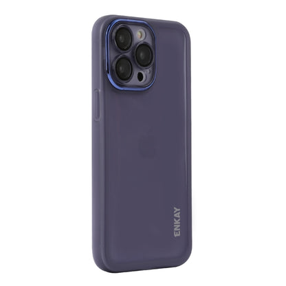 For iPhone 16 Pro ENKAY Hat-Prince Translucent Matte TPU Phone Case with Lens Film(Purple) by ENKAY