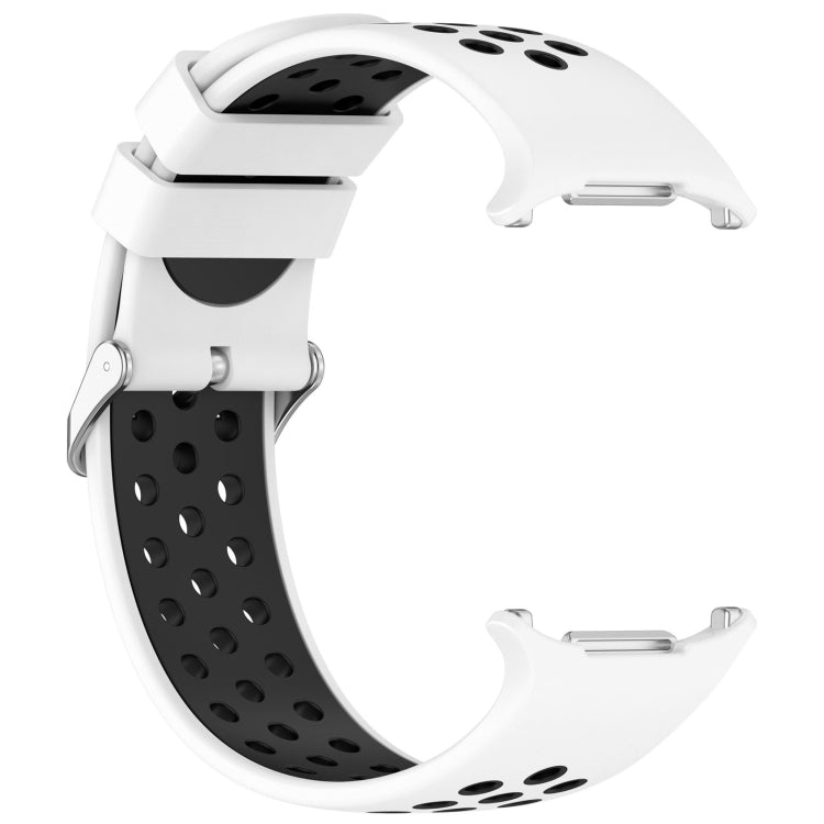 For Samsung Galaxy Watch Ultra 47mm Holes Style Metal Connector Two Color Silicone Watch Band(White Black) by bashfashion