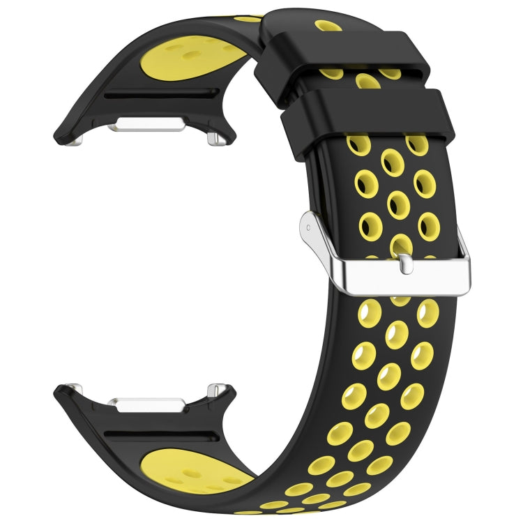 For Samsung Galaxy Watch Ultra 47mm Holes Style Metal Connector Two Color Silicone Watch Band(Black Yellow) by bashfashion