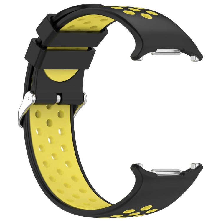 For Samsung Galaxy Watch Ultra 47mm Holes Style Metal Connector Two Color Silicone Watch Band(Black Yellow) by bashfashion