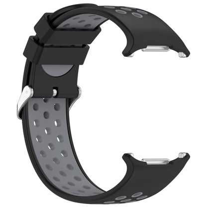For Samsung Galaxy Watch Ultra 47mm Holes Style Metal Connector Two Color Silicone Watch Band(Black Gray) by bashfashion