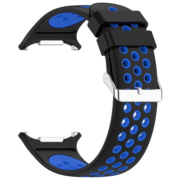 For Samsung Galaxy Watch Ultra 47mm Holes Style Metal Connector Two Color Silicone Watch Band(Black Blue) by bashfashion