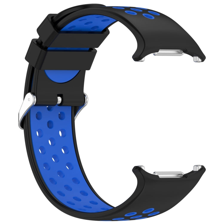 For Samsung Galaxy Watch Ultra 47mm Holes Style Metal Connector Two Color Silicone Watch Band(Black Blue) by bashfashion