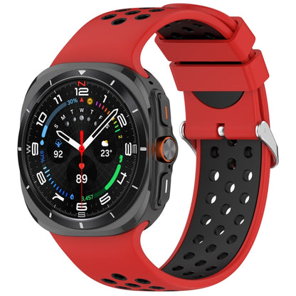 For Samsung Galaxy Watch Ultra 47mm Holes Style Metal Connector Two Color Silicone Watch Band(Red Black) by bashfashion