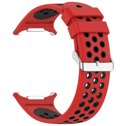For Samsung Galaxy Watch Ultra 47mm Holes Style Metal Connector Two Color Silicone Watch Band(Red Black) by bashfashion