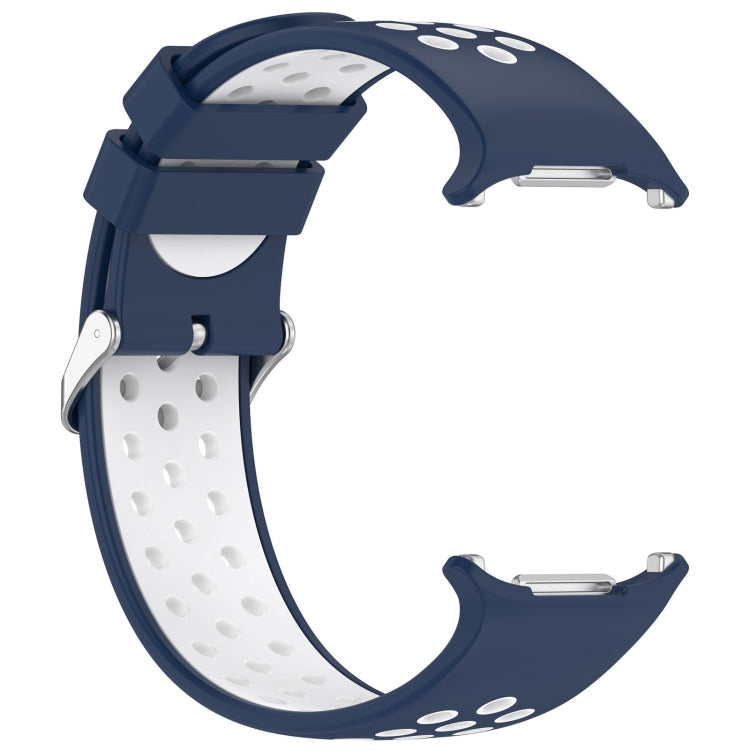 For Samsung Galaxy Watch Ultra 47mm Holes Style Metal Connector Two Color Silicone Watch Band(Blue White) by bashfashion