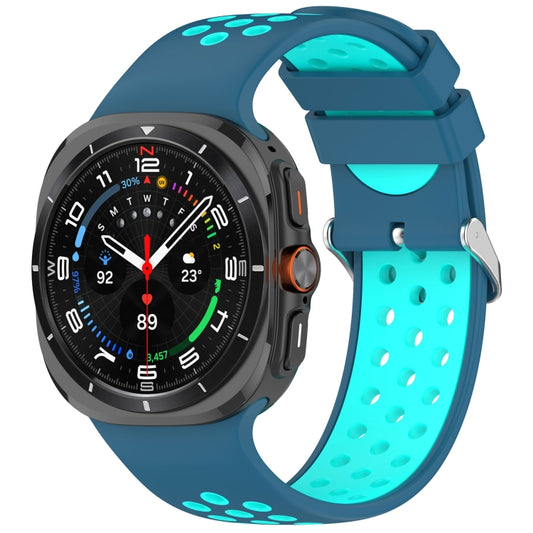 For Samsung Galaxy Watch Ultra 47mm Holes Style Metal Connector Two Color Silicone Watch Band(Blue Teal Green) by bashfashion
