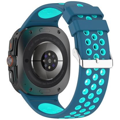 For Samsung Galaxy Watch Ultra 47mm Holes Style Metal Connector Two Color Silicone Watch Band(Blue Teal Green) by bashfashion