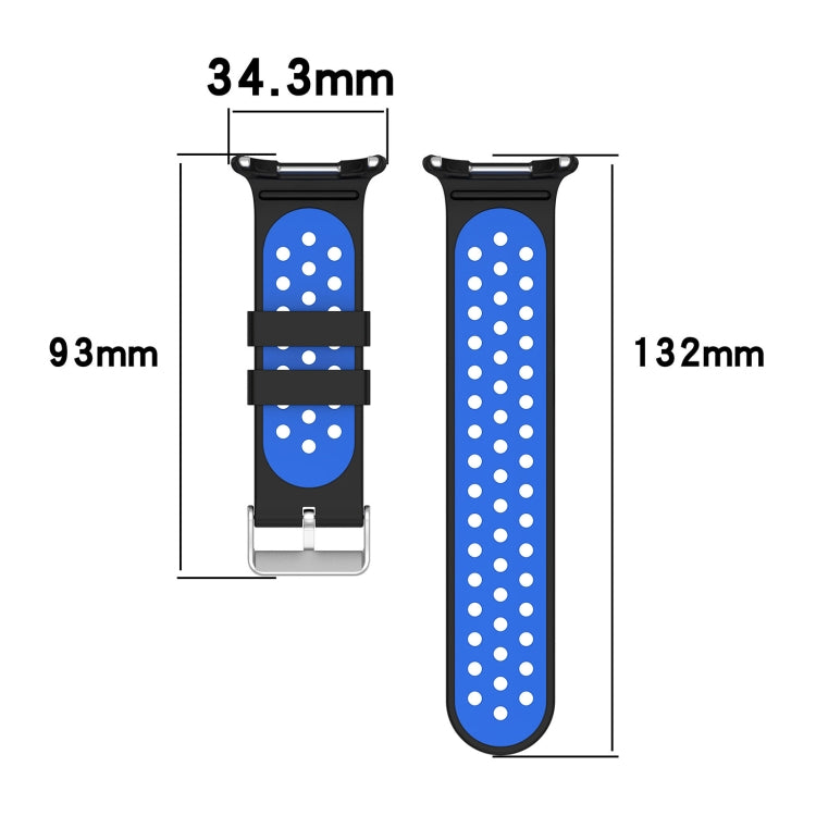 For Samsung Galaxy Watch Ultra 47mm Holes Style Metal Connector Two Color Silicone Watch Band(Army Green Black) by bashfashion