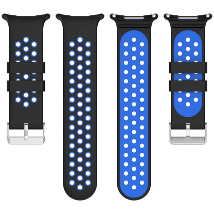 For Samsung Galaxy Watch Ultra 47mm Holes Style Metal Connector Two Color Silicone Watch Band(Black Yellow) by bashfashion