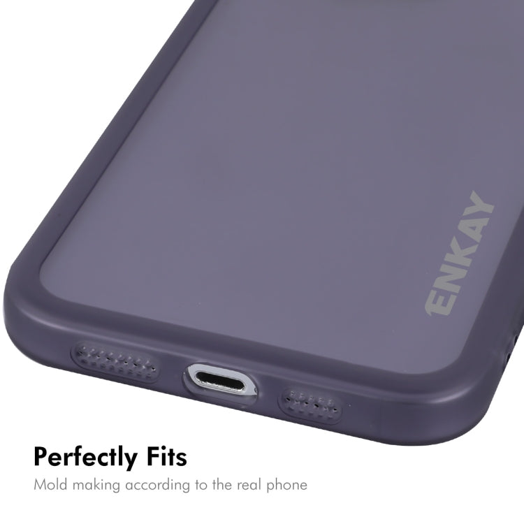 For iPhone 15 Pro Max ENKAY Hat-Prince Translucent Matte TPU Phone Case with Lens Film + 9H Big Arc Edge Film(White) by ENKAY