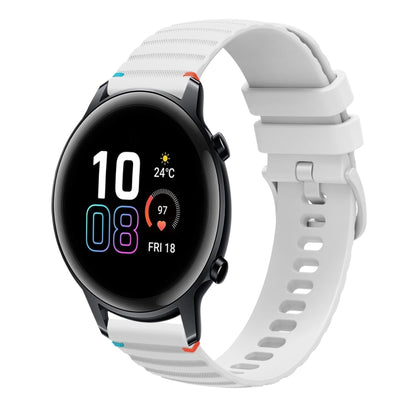For Honor Magic Watch 2 42mm Wavy Dotted Stitched 20mm Silicone Watch Band(White) by bashfashion