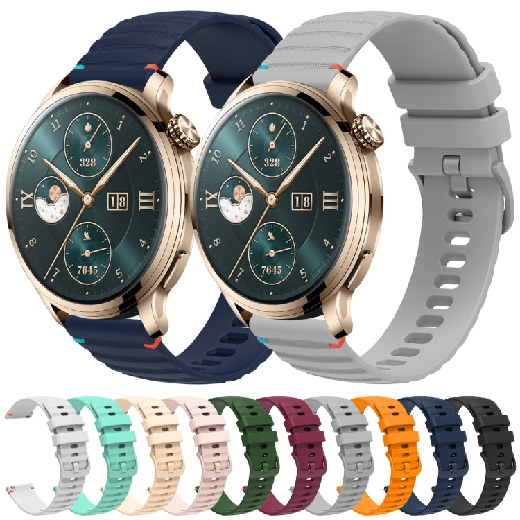 For Honor Watch GS 4 Wavy Dotted Stitched 22mm Silicone Watch Band(White) by bashfashion