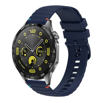 For Huawei Watch GT 4 46mm Wavy Dotted Stitched 22mm Silicone Watch Band(Navy Blue) by bashfashion
