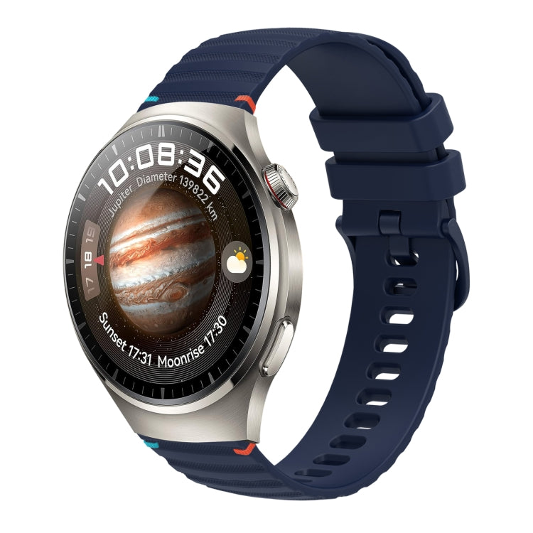 For Huawei Watch 4 Pro Wavy Dotted Stitched 22mm Silicone Watch Band(Navy Blue) by bashfashion