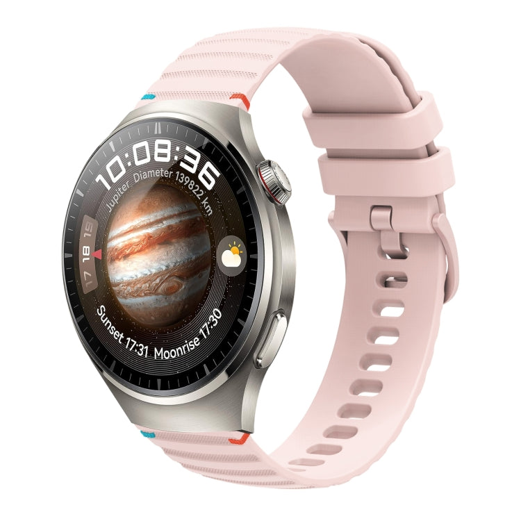 For Huawei Watch 4 Pro Wavy Dotted Stitched 22mm Silicone Watch Band(Rose Pink) by bashfashion