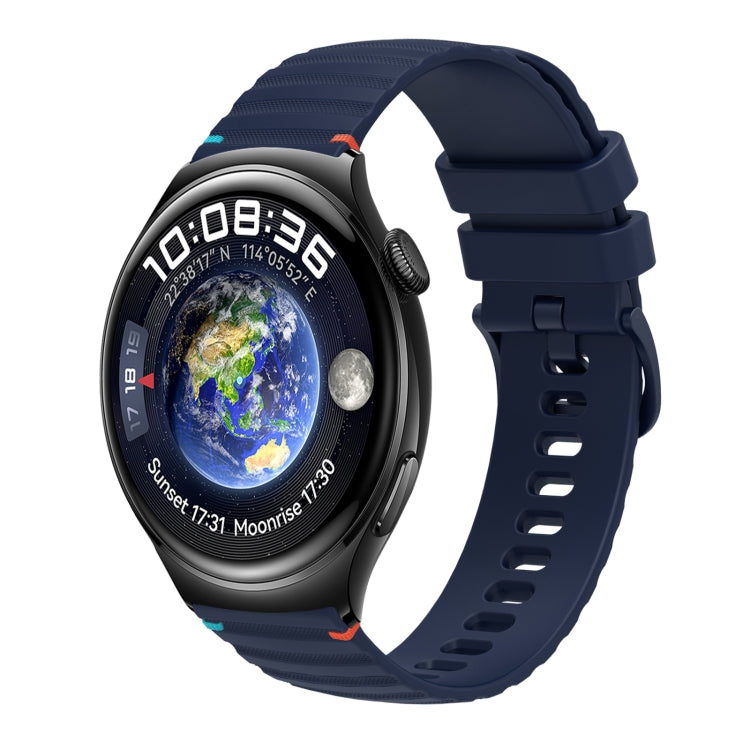 For Huawei Watch 4 Wavy Dotted Stitched 22mm Silicone Watch Band(Navy Blue) by bashfashion
