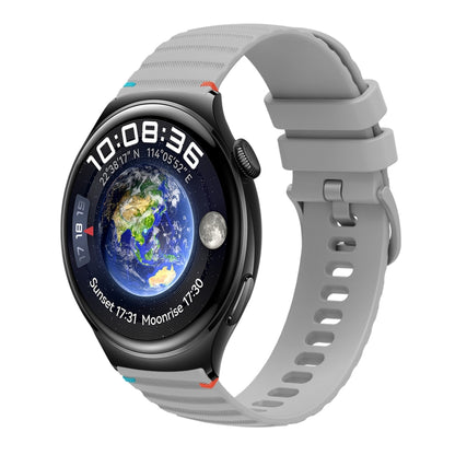 For Huawei Watch 4 Wavy Dotted Stitched 22mm Silicone Watch Band(Gray) by bashfashion