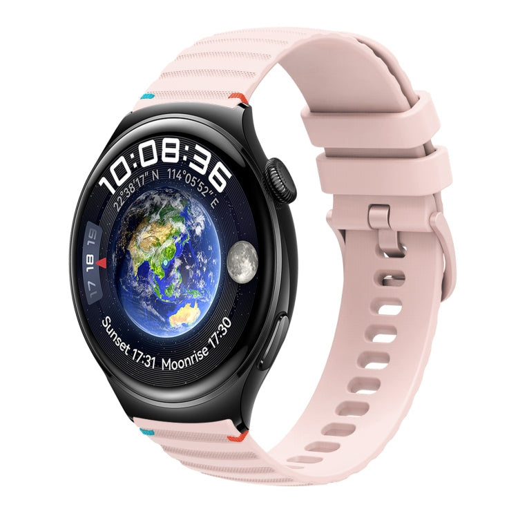 For Huawei Watch 4 Wavy Dotted Stitched 22mm Silicone Watch Band(Rose Pink) by bashfashion