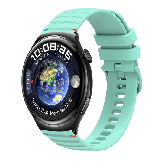 For Huawei Watch 4 Wavy Dotted Stitched 22mm Silicone Watch Band(Teal Green) by bashfashion