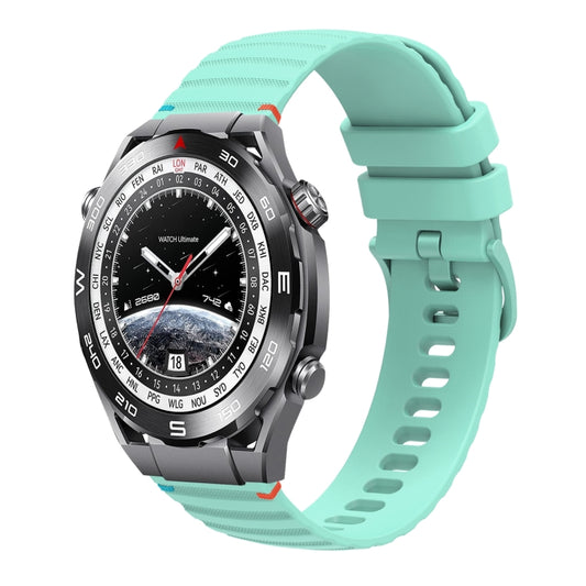 For Huawei Watch Ultimate Wavy Dotted Stitched 22mm Silicone Watch Band(Teal Green) by bashfashion