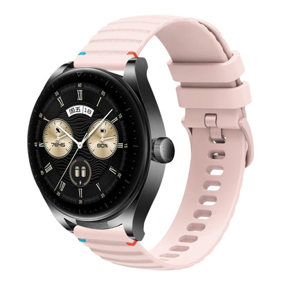 For Huawei Watch Buds Wavy Dotted Stitched 22mm Silicone Watch Band(Rose Pink) by bashfashion