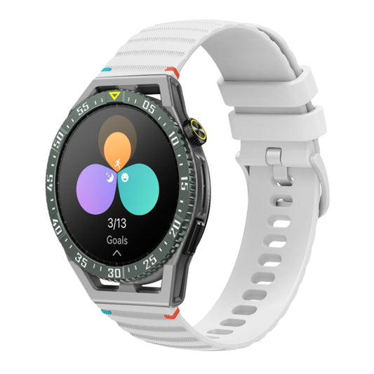 For Huawei Watch GT 3 SE Wavy Dotted Stitched 22mm Silicone Watch Band(White) by bashfashion