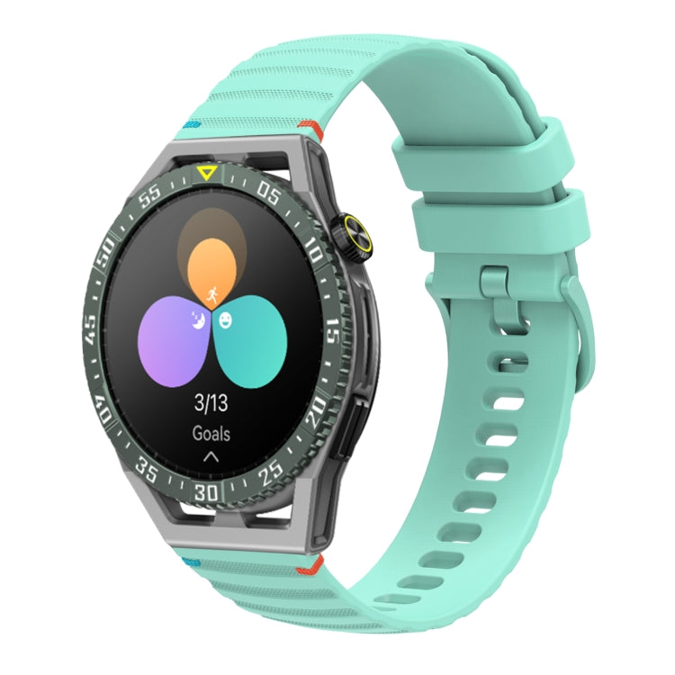 For Huawei Watch GT 3 SE Wavy Dotted Stitched 22mm Silicone Watch Band(Teal Green) by bashfashion