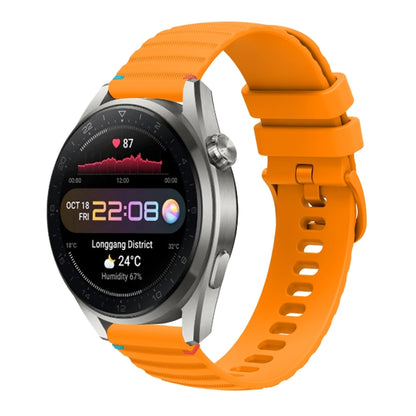 For Huawei Watch 3 Pro New Wavy Dotted Stitched 22mm Silicone Watch Band(Amber Yellow) by bashfashion