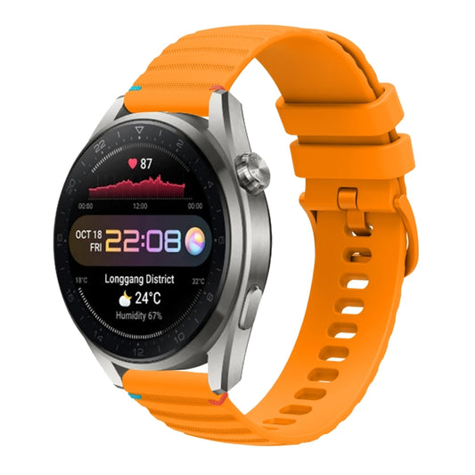 For Huawei Watch 3 Pro New Wavy Dotted Stitched 22mm Silicone Watch Band(Amber Yellow) by bashfashion