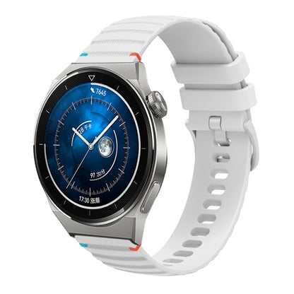 For Huawei Watch GT 3 Pro 46mm Wavy Dotted Stitched 22mm Silicone Watch Band(White) by bashfashion