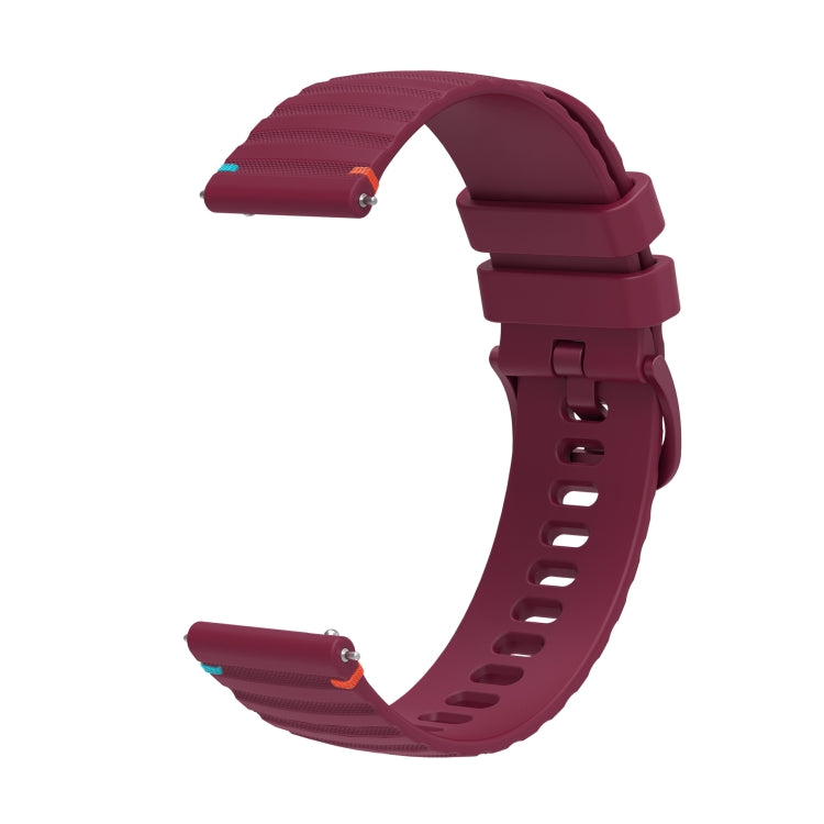 For Huawei Watch GT 3 Pro 46mm Wavy Dotted Stitched 22mm Silicone Watch Band(Wine Red) by bashfashion