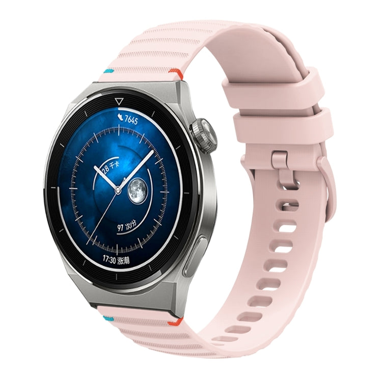 For Huawei Watch GT 3 Pro 46mm Wavy Dotted Stitched 22mm Silicone Watch Band(Rose Pink) by bashfashion