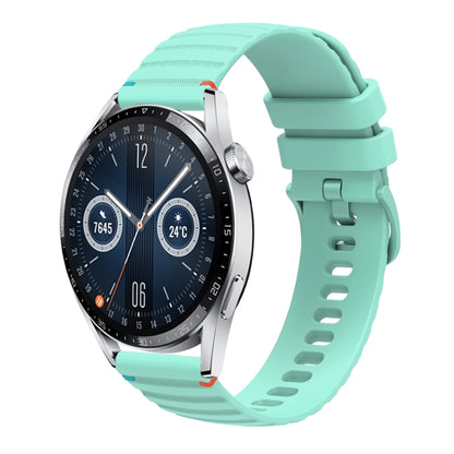 For Huawei Watch GT 3 46mm Wavy Dotted Stitched 22mm Silicone Watch Band(Teal Green) by bashfashion