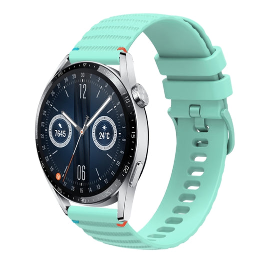 For Huawei Watch GT 3 46mm Wavy Dotted Stitched 22mm Silicone Watch Band(Teal Green) by bashfashion