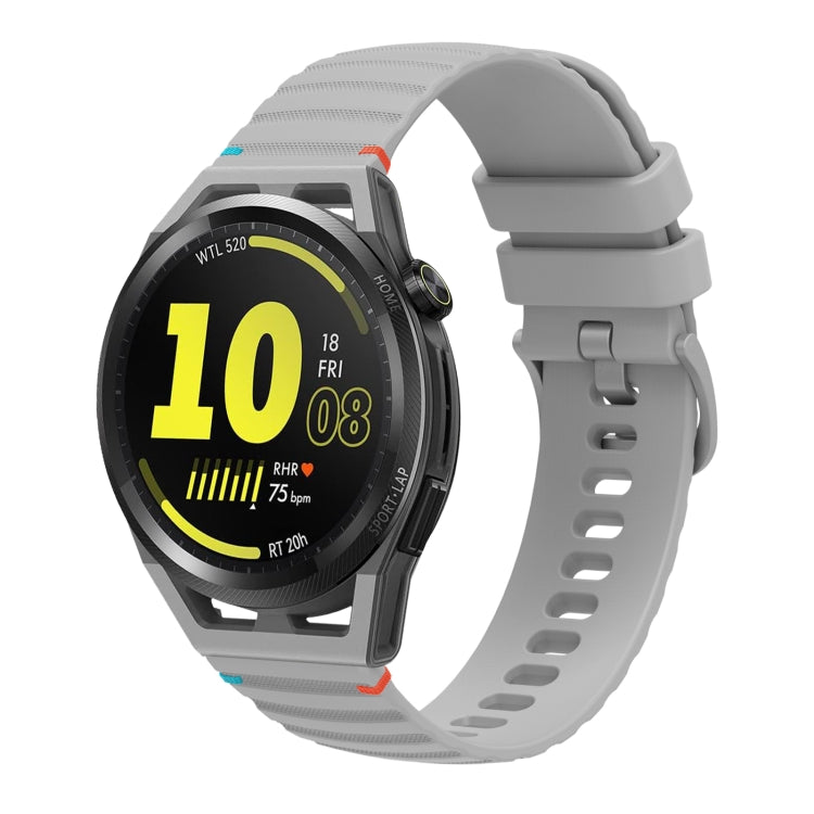 For Huawei Watch GT Runner Wavy Dotted Stitched 22mm Silicone Watch Band(Gray) by bashfashion