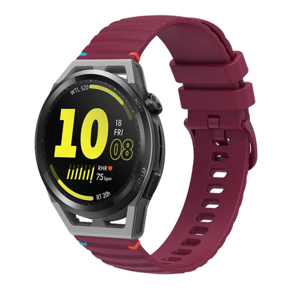 For Huawei Watch GT Runner Wavy Dotted Stitched 22mm Silicone Watch Band(Wine Red) by bashfashion
