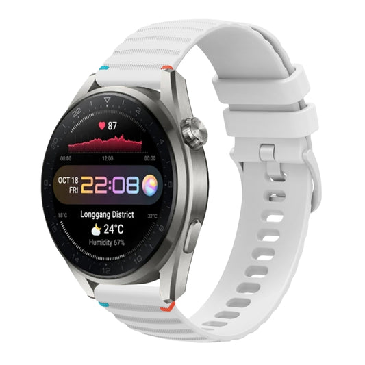 For Huawei Watch 3 Pro Wavy Dotted Stitched 22mm Silicone Watch Band(White) by bashfashion