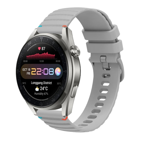 For Huawei Watch 3 Pro Wavy Dotted Stitched 22mm Silicone Watch Band(Gray) by bashfashion