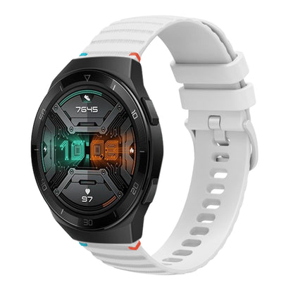 For Huawei Watch GT 2e Wavy Dotted Stitched 22mm Silicone Watch Band(White) by bashfashion