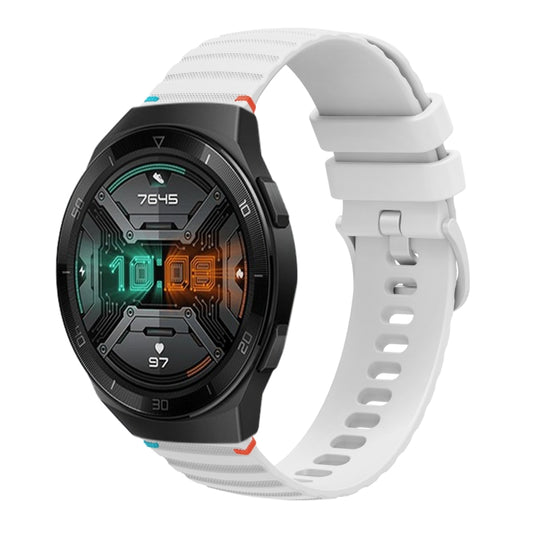 For Huawei Watch GT 2e Wavy Dotted Stitched 22mm Silicone Watch Band(White) by bashfashion